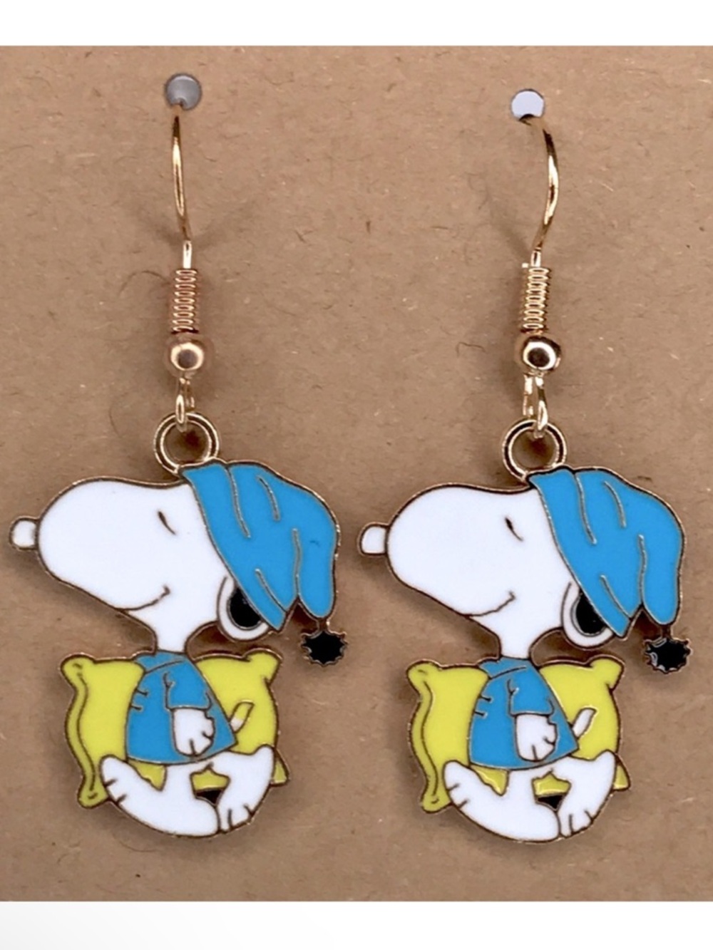 Snoopy Dog Earrings - Blue and Yellow Fashion Jewelry